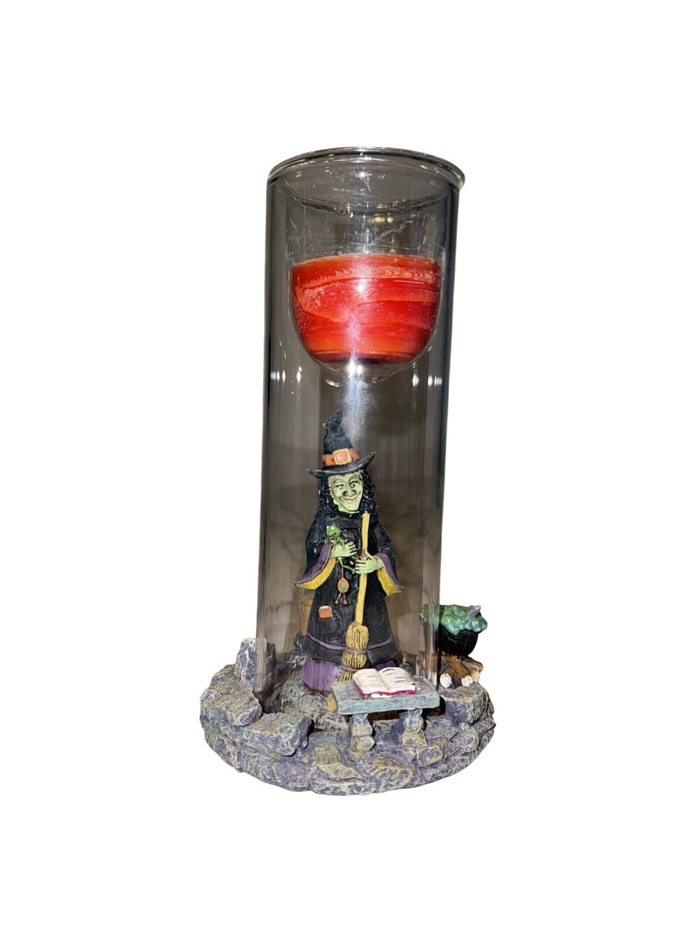 Yankee Candle Halloween Witch Votive Candle Holder 7" Floating Glass Cloche Brew